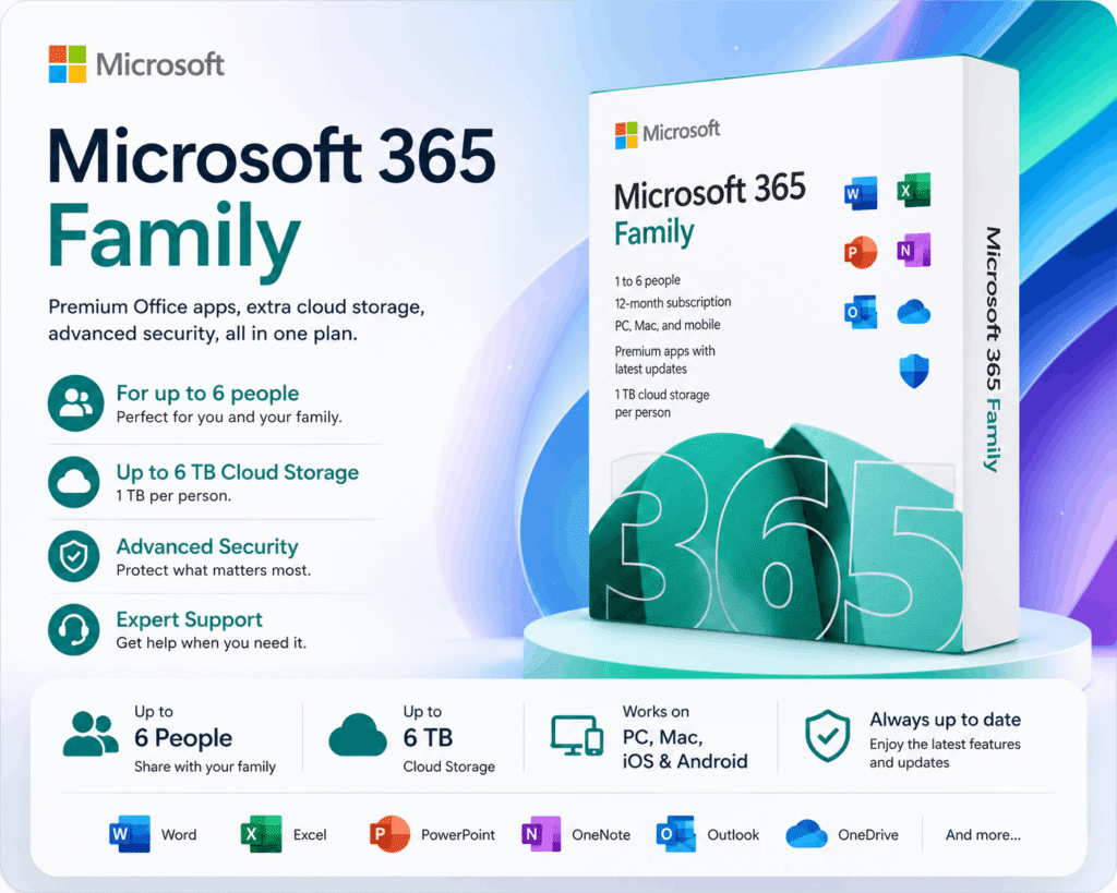 Microsoft 365 Family Pack — 3 Months